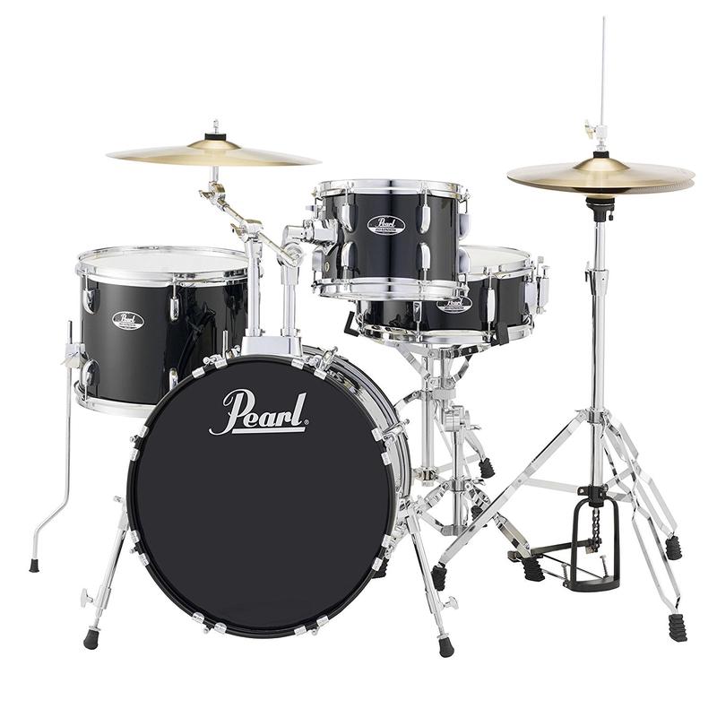 Pearl - Roadshow 4-Piece Drum Set Jet Black with Hardware, Cymbals & Throne RS584CC31
