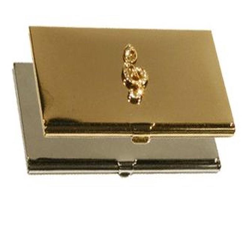 G Clef W Rhinestone Business Card Holder Gold