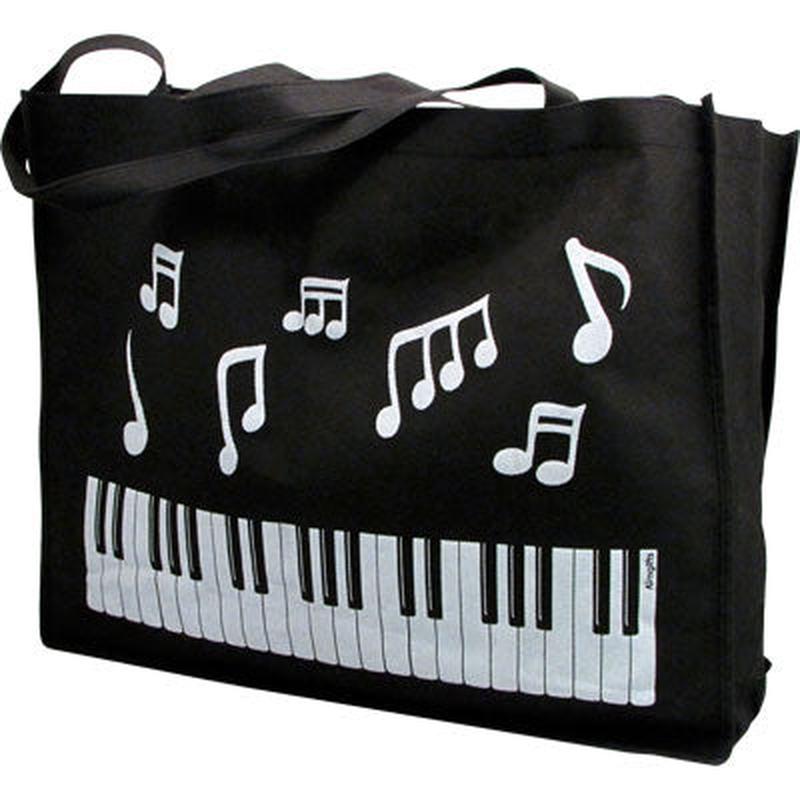 Reusable Tote Keyboard Notes Black 20 X 16