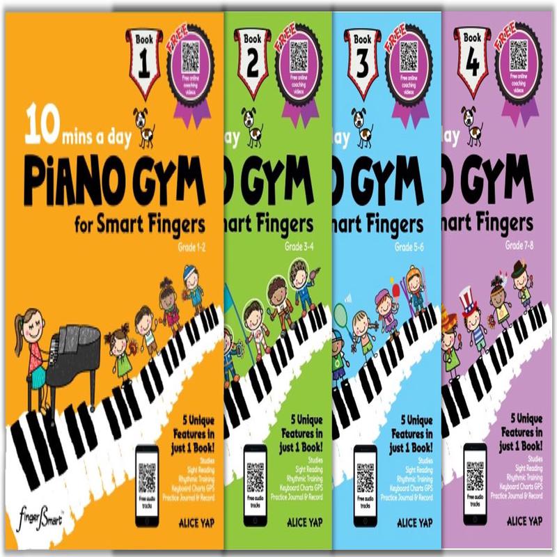 (Package ) 10 mins PIANO GYM for Smart Fingers Book 1-4